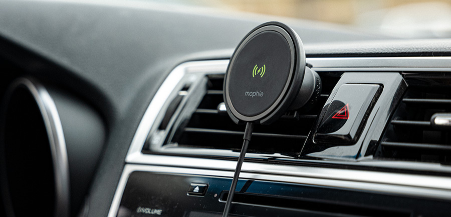 mophie universal black wireless snap+ wireless charging vent mount