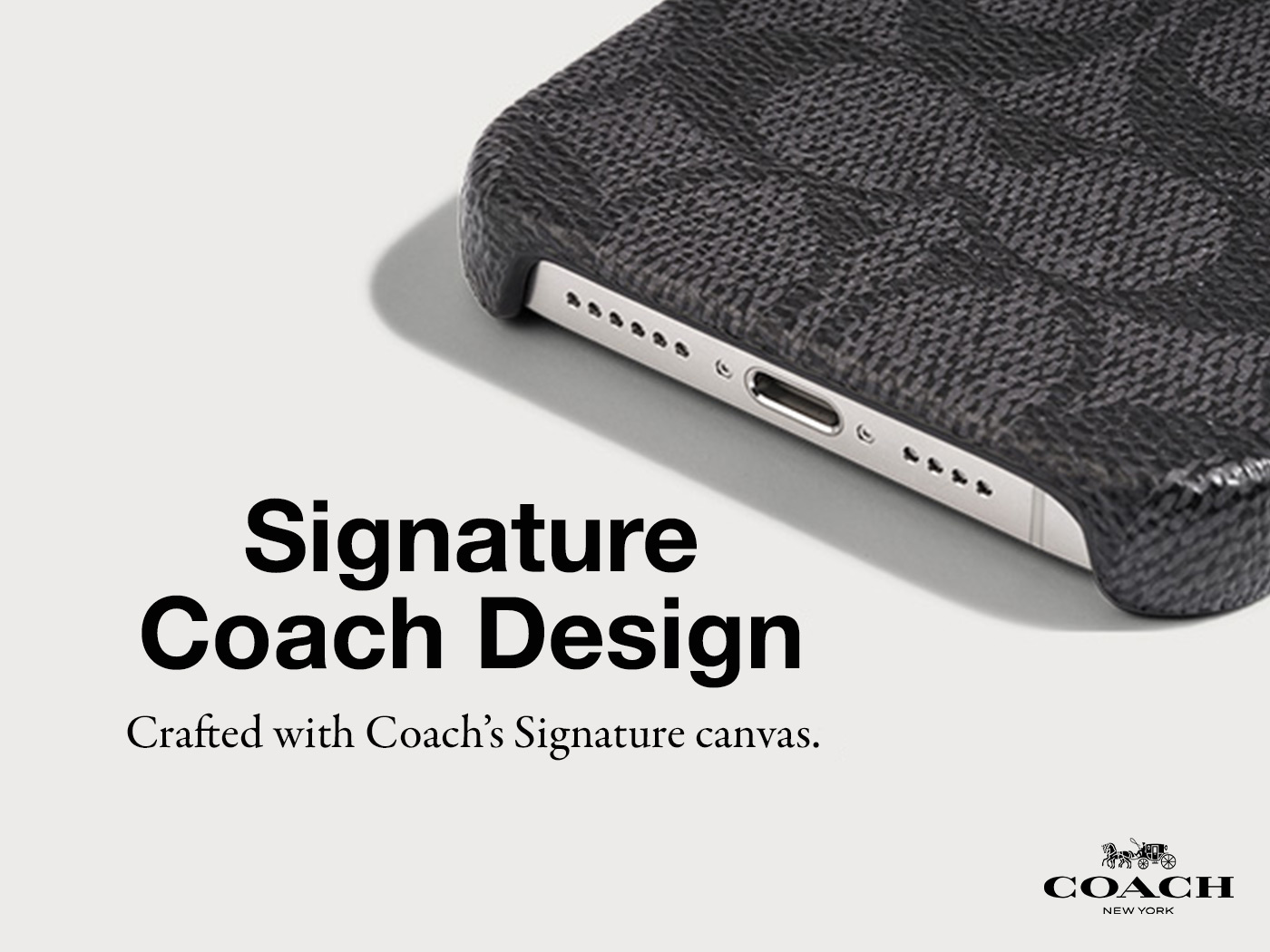 iPhone 15 Pro Coach Slim Wrap Signature C Case - Charcoal