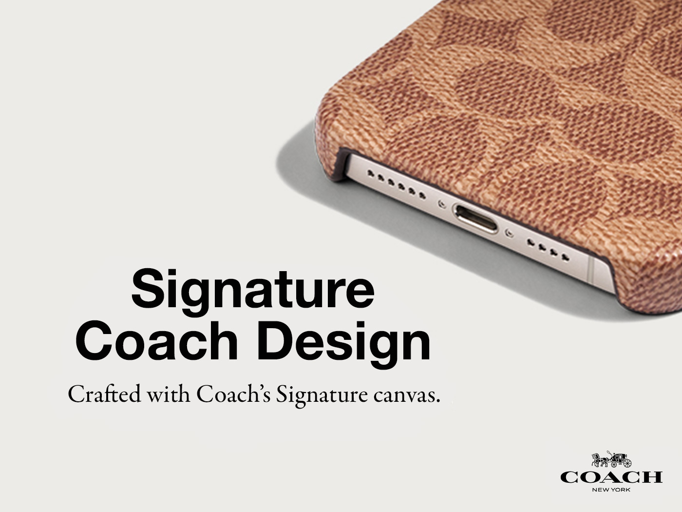iPhone 15 Pro Max Coach Slim Wrap Signature C Case - Tan