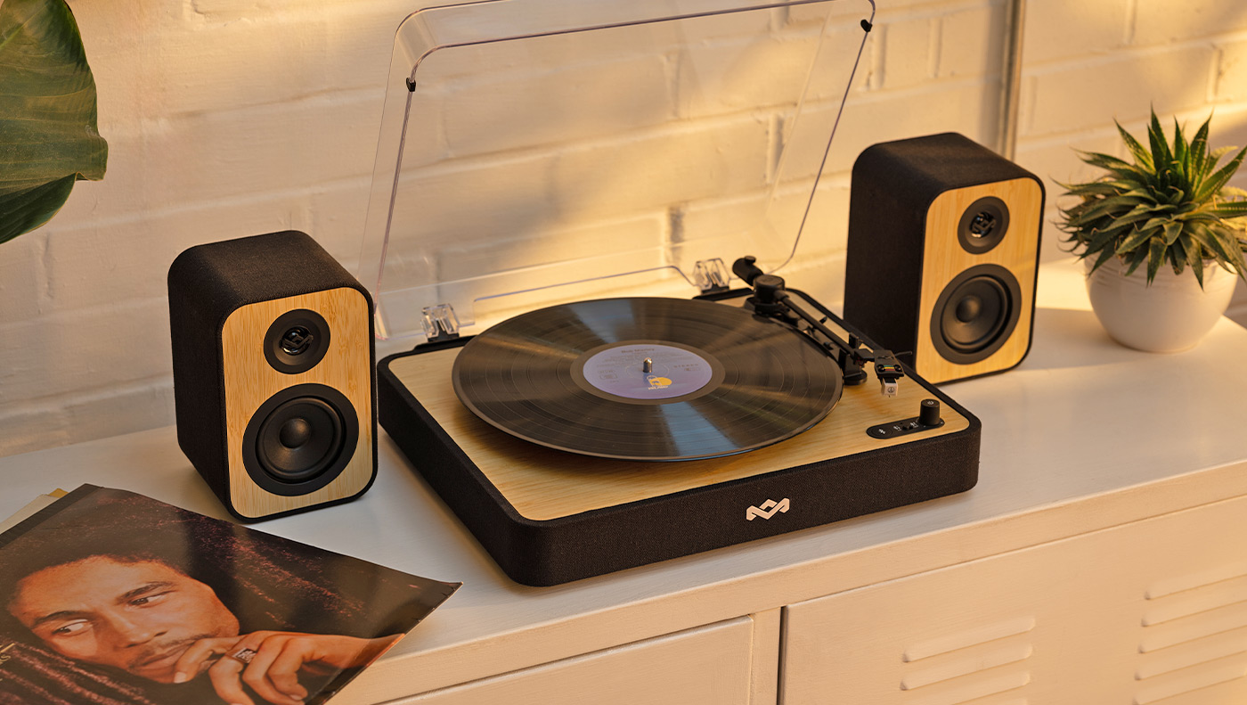 House of Marley Revolution Turntable with Bluetooth Speakers - Light Wood/Black