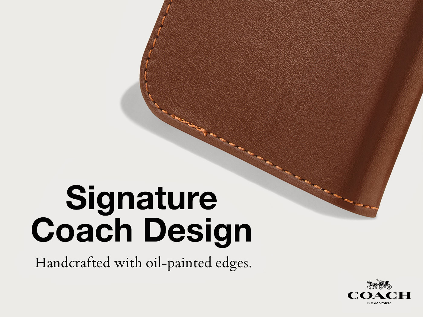 iPhone 16 Coach Leather Folio Case - Hazelnut