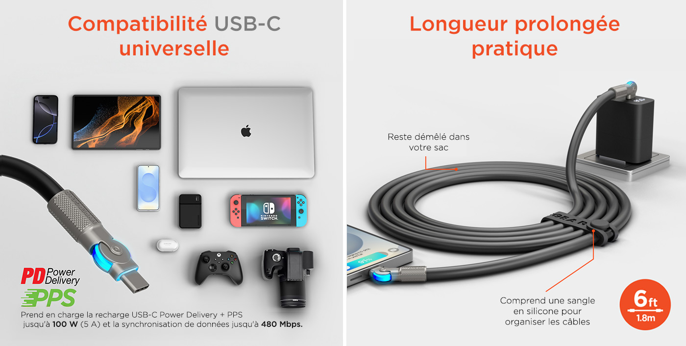 HyperGear 6 ft. 180cm USB-C to USB-C Chunky 180 Rugged Cable